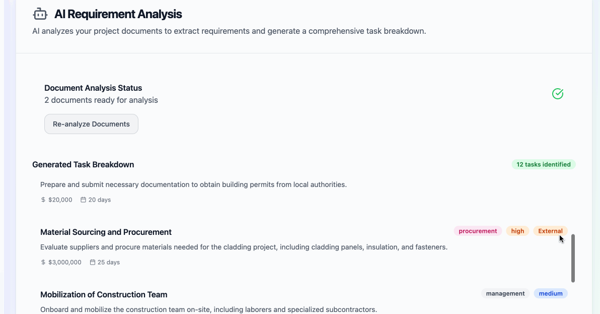 AI highlighting and identifying tasks