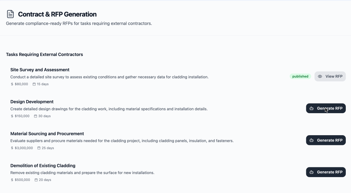 AI composing an RFP document